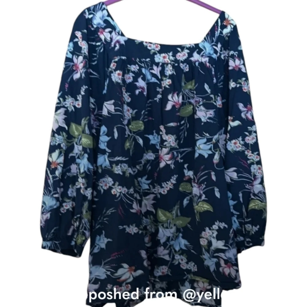 Terra & Sky- Floral Top, 3/4 Sleeves